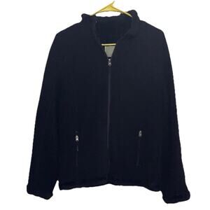 Green Tea Black Fleece Outer Faux Fur Lining Jacket Full Zip Size Medium